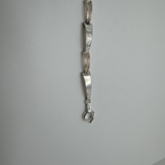 Designer Peruvian Sterling Silver 950 and 18K Gold Inlay Bracelet - 7.5” - Picture 3 of 8